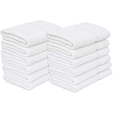 GOLD TEXTILES Bulk Bath Towels White 12 Pack (22x44 Inches) Economy Light  Weight Easycare