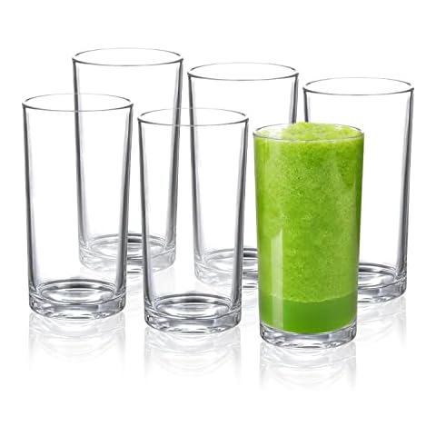 fulong 16 oz Plastic Highball Drinking Glasses, Set of 8 Water Beverage  Clear