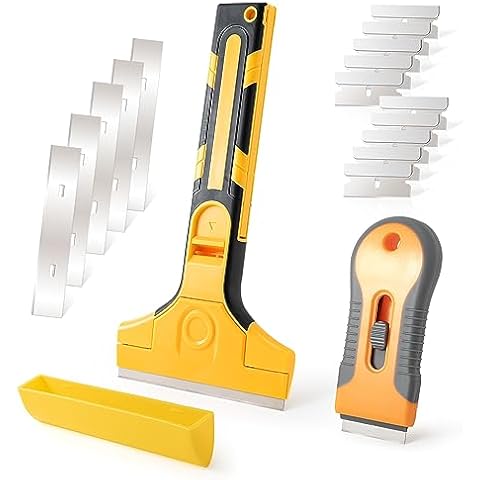 Gomake Razor Blade Scraper Tool Set 4 Inch Floor Scraper with 10PCS Extra  Metal Blades and Plastic Razor Blade Scraper for Glue Label Adhesive