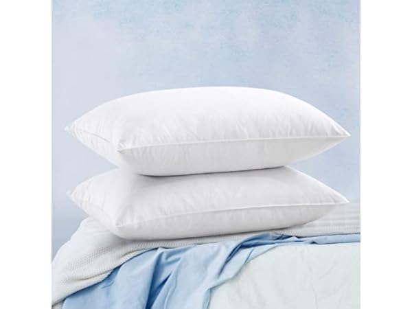 baisihan OverCloud™ Goose Down Pillows, Down Pillow for Stomach Sleeper,  Queen Bed Pillows with 700+ Fill Power, 500 TC 100% Cotton Cover Down  Pillow