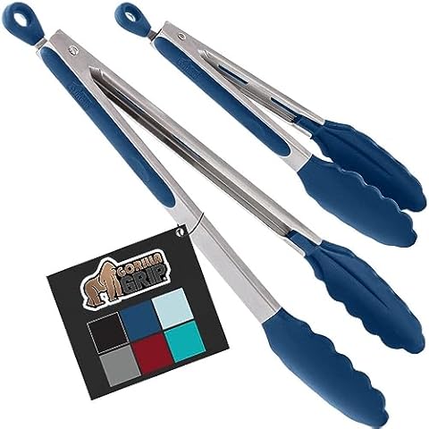 Tribal Cooking Kitchen Tongs with Silicone Tips - Stainless Steel tongs for  cook