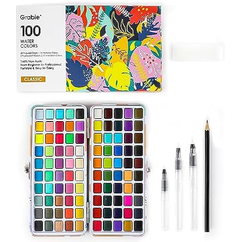 MeiLiang Watercolor Paint Set 52 Colors in Half Pans with