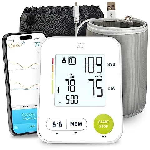 Meraw Bluetooth Blood Pressure Machine 2023 Upgrade High Accuracy Blood Pressure Cuff Arm 87-165 with Irregular Heartbeat Monitoring Unlimited Memorie