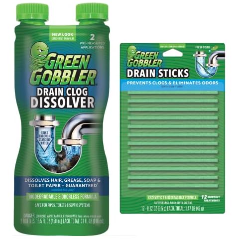  Green Gobbler Drain Clog Remover Powder PAC'S, 5 Drain Opening  Pacs & 5 Hair Drain Snake Tools