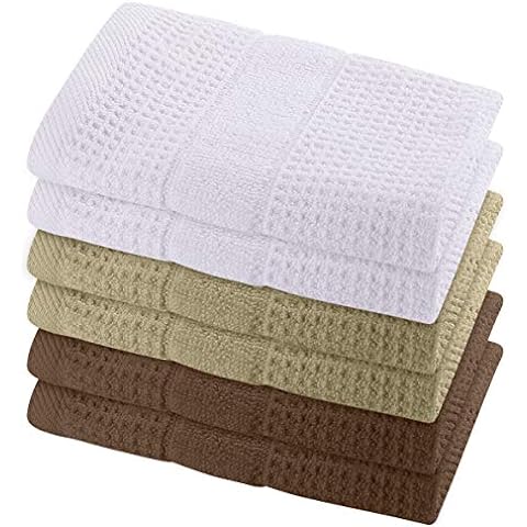 GILDEN TREE Waffle Towel Quick Dry Thin Exfoliating, 4 Pack Washcloths for  Face Body, Classic Style (White) White 4