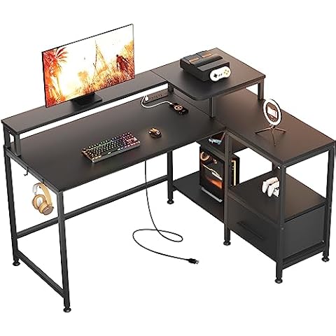 SEVEN WARRIOR Gaming Desk 47INCH with Power Outlet & Monitor Stand