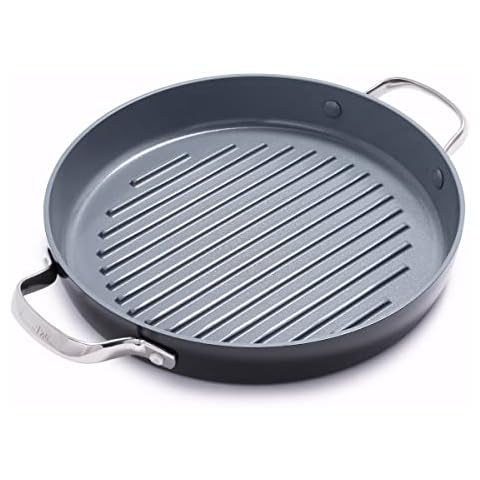MsMk Square Grill Pan with lid, Stay-Cool Handle, Each Ridge