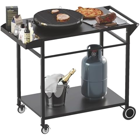 Emberli XL Grill Cart Outdoor with Storage with Wheels - Modular Grill Table of Outside BBQ, Blackstone Griddle 17 22, Bar Patio Cabinet Kitchen