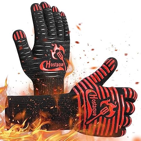 Silicone Smoker Oven Gloves Set of 2 Pcs - Extreme Heat Resistant Gloves Washable  Oven Mitts for Safe Cooking Baking & Frying at The Kitchen,BBQ Pit & Grill  Christmas Gifts - Black 