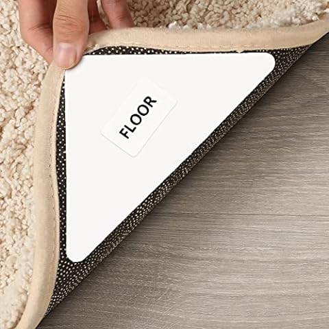 10 Pcs Anti Curling Carpet Tape Rug Grippers, Non Slip Rug Runner Gripper  Pad for Area Rugs Double Sided Washable Reusable Pads for Tile Hardwood  Floors, Carpets, Floor Mats, Wall, Black 