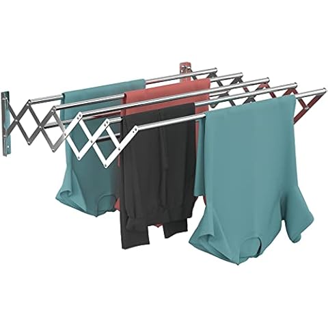 mDesign Steel Wall Mount Accordion Expandable Clothes Air Drying Rack -  Bronze