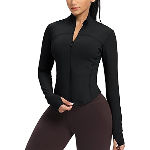 LUYAA Women's Workout Jacket Lightweight Zip Up Yoga Jacket Cropped  Athletic Slim Fit Tops at  Women’s Clothing store