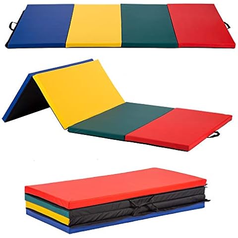 Kangaroo Hoppers Tumbling Mats for Kids, Foldable Gym Mat, Kids Gymnastics Mat with Carrying Handles for Home Activity Play, 3 ft x 6 ft, 5-Panel