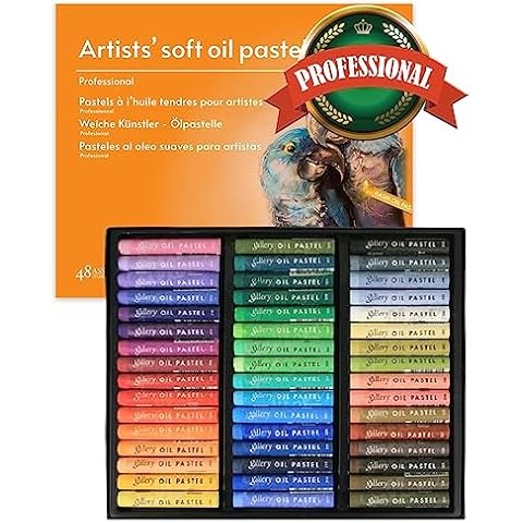 HA Shi Soft Chalk Pastels, 48 Assorted Colors Non Toxic Art Supplies, Square Charcoal, Drawing Media for Artist Stick Pastel