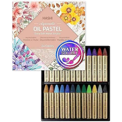 Hashi Non Toxic Long Soft Pastel Set for Professionals - Square Chalks Brilliant Assorted Colors (24 Colors)