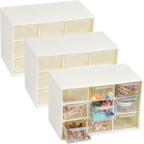 Rempry Mini Plastic Drawers Organizer, 7.1x5.1x13.2 Small Storage  Drawers Containers with 7 Clear Drawer Units, Black