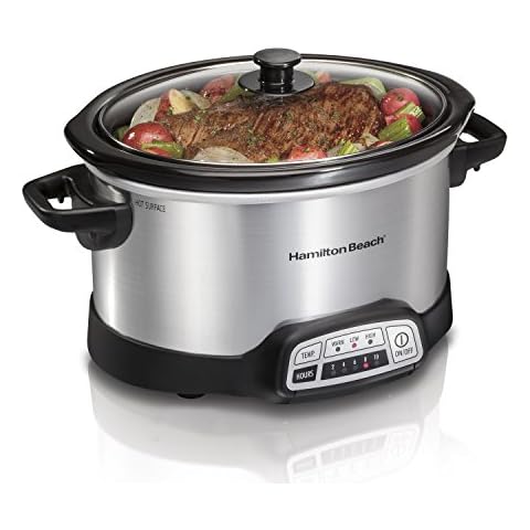  Hamilton Beach Portable 7 Quart Programmable Slow Cooker with  Three Temperature Settings, Lid Latch Strap for Easy Travel, Dishwasher  Safe Crock, Black (33474): Home & Kitchen