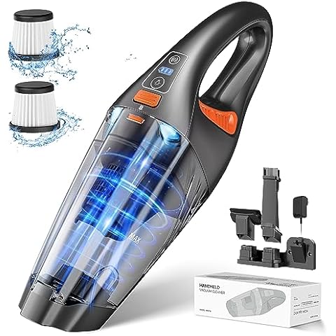  Fichaiy Handheld Vacuum Cordless, Car Vacuum Cleaner, Mini  Portable Hand Vacuum with LED Light and Type-c Charging, Small Hand Held  Vacuum Cordless, 1 Year Warranty