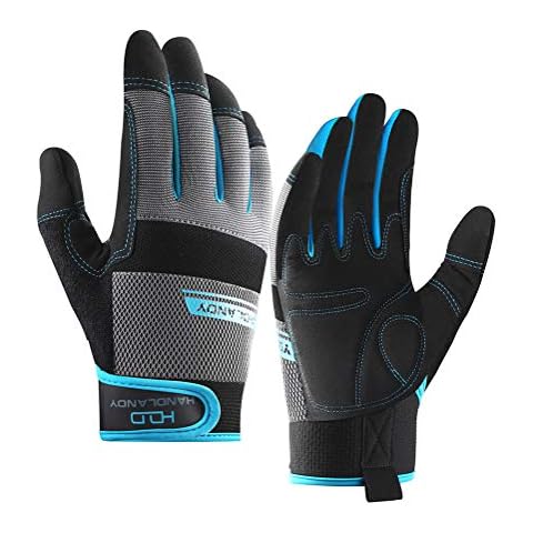 HANDLANDY Fingerless Work Gloves for Men Utility Padded Half