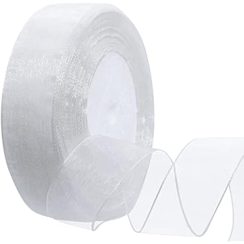 Ribbli White Satin Ribbon Double Faced Satin 1 inch x Continuous 50  Yards-White Ribbon for Gift Wrapping Crafts Wedding Decoration Bows Bouquet  Floral