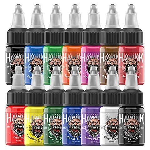  World Famous Tattoo Ink - 12 Primary Color Tattoo Kit #2 -  Professional Tattoo Ink in Color Assortment of Tattoo Ink - Skin-Safe  Permanent Tattooing - Vegan & Non-Toxic (1 oz