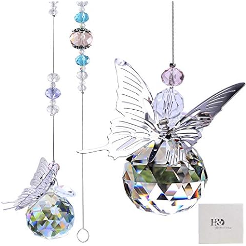 H&D HYALINE & DORA Colorful Crystal Butterfly Collection Figurines Glass