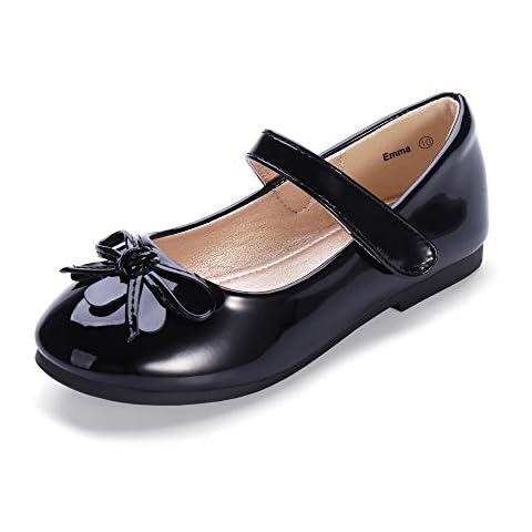 Girls Dress Shoes With Bow - Mary Jane Flats For Toddlers & Kids - School & Party Shoes