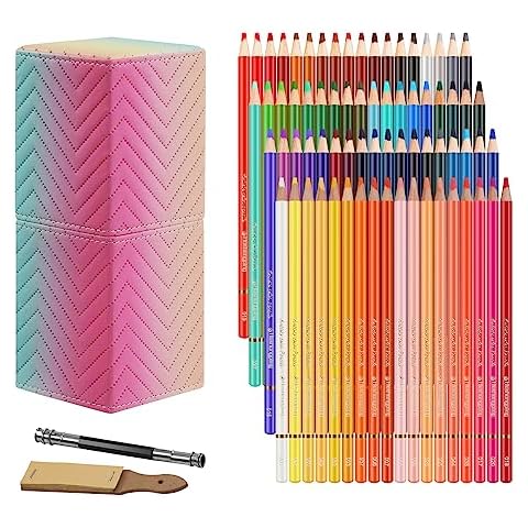 Heshengping 72 Color Artist Colored Pencils Set for Adult Coloring Books,  Soft Core, Professional Numbered Art Supplies Drawing kit for Coloring