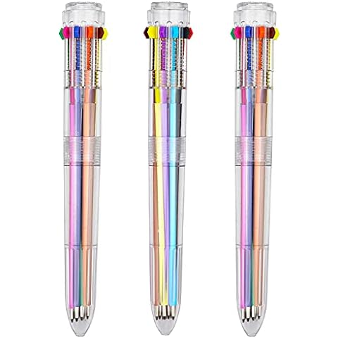 HeTaoCat Multicolor Pens 5 Pack 0.5mm 3-in-1 Retractable Gel Pens - 3  Colors Barrel Gel Pen for Office Supplies (3 in 1)