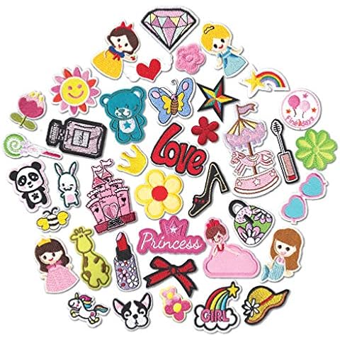 30Pcs Heart Shape Iron on Patches, Colorful Kids Iron on Knee Patches  Fashion Girl Embroidered Patches Sew on Embroidered Applique DIY Accessory  for Backpack Clothes Dress Pants Hats Jeans 