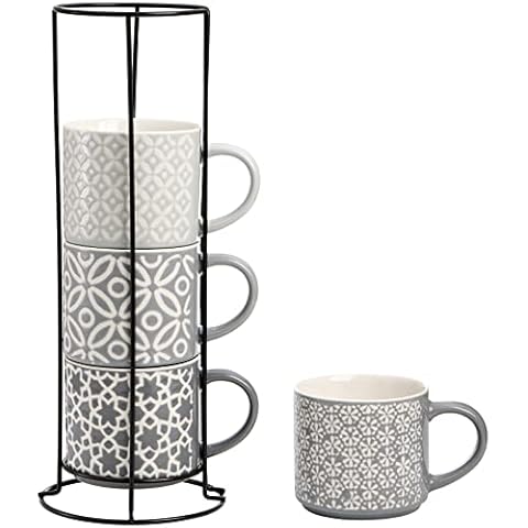 Porcelain Stackable Coffee Mug Set With Rack – The Top Home Products