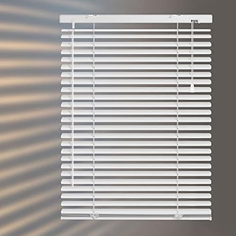  Customer reviews: Cordless Room Darkening Mini Blinds for  Indoor Windows - 29 Inch Width, 64 Inch Length, 1" Slat Size - Pearl  White - Cordless GII Deluxe Sundown Window Blinds for
