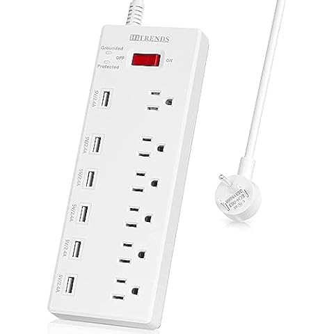 Honeywell USB Wall Plate Surge Protector with Six AC Outlets, USB