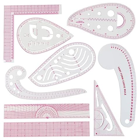 EXTCCT 13pcs Styling Sewing French Curve Ruler Set, Dress Makers Ruler Clear Sewing Tailors Pattern Making Ruler for Fashion Design and