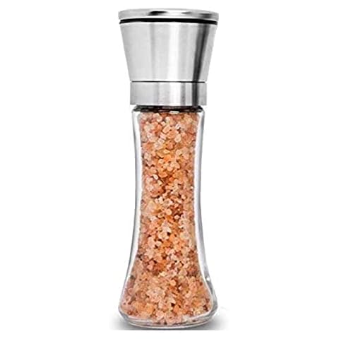  Elegant Pepper and Salt Grinder Set of 2, Best Spice Mill with  Brushed Stainless Steel Cap, Ceramic Blades, Adjustable Coarseness, and  Refillable Tall Glass Body with 6OZ Capacity (7.5).: Home 