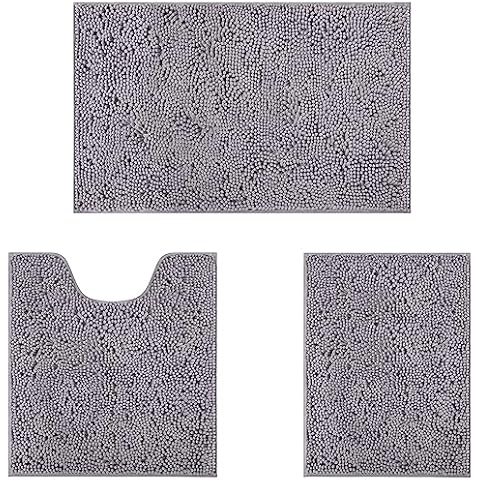 Kmson 3 Pcs Ombre Bath Rug Set Bathroom Rugs with U-Shaped Mat