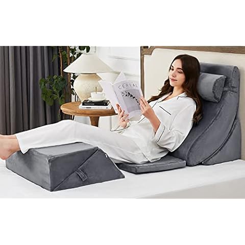 Britenway Bed Wedge Pillow Set – 4pc Orthopedic Wedge Pillow Set