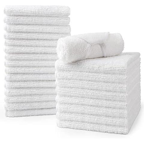 Washcloth White Towel 24Pcs Face Cloth 12x12 Wash cloths Gym Towel