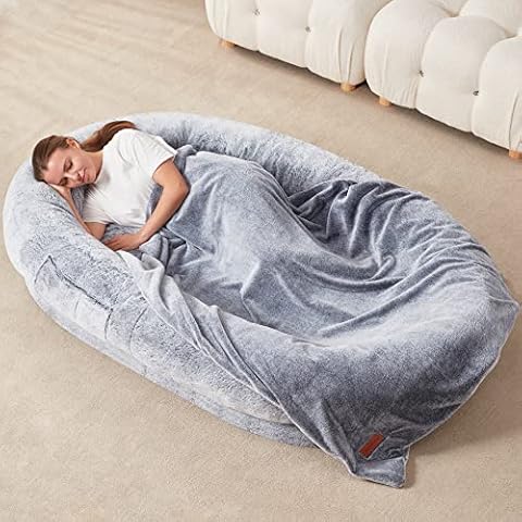 Homguava Chenille Bean Bag Chair, Variable Shape from Bean Bag to Matress,  Convertible Beanbag Chair…See more Homguava Chenille Bean Bag Chair