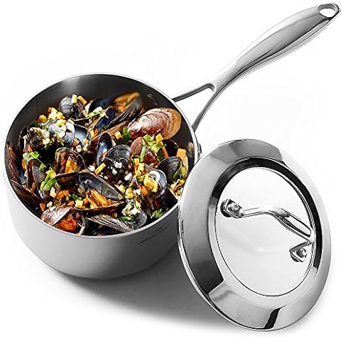 HOMI CHEF Mirror Polished Copper Band Nickel Free Stainless Steel 8-Inch  Frying Pan