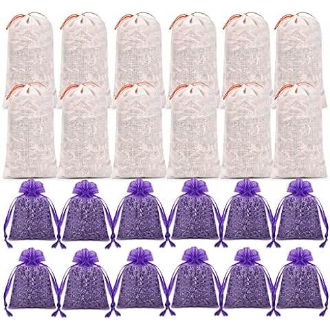 Lavender Sachet Bags - Moth Repellent Sachets (10 Pack) Home Fragrance for Drawers and Closets. Natural Clothes Moths Repellant Dried Lavendar Flowers