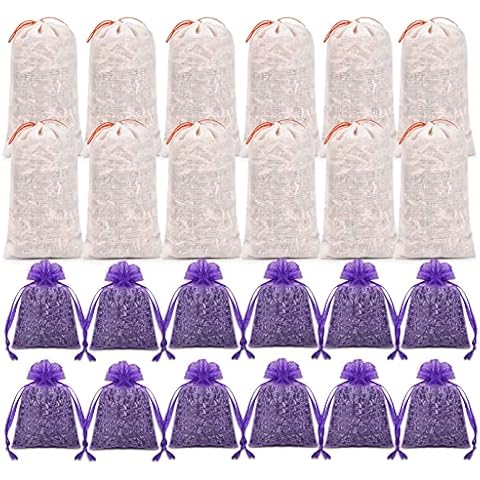 Lavender Sachet Bags - Moth Repellent Sachets (10 Pack) Home Fragrance for Drawers and Closets. Natural Clothes Moths Repellant Dried Lavendar Flowers