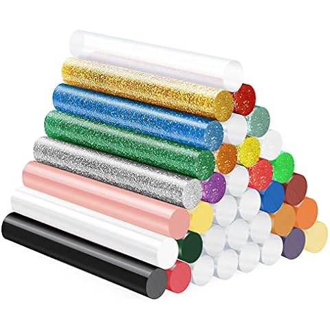 Colored Hot Glue Sticks, Enpoint 3.93 x 0.27 in Mini Glue Stick Glitter,  EVA Adhesive Colorful Hot Melt Glue Sticks for DIY Art Craft Sealing  General