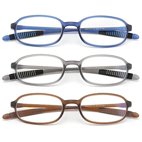 HOTJOJO 3 Pack Reading Glasses for Men Blue Light Blocking Semi