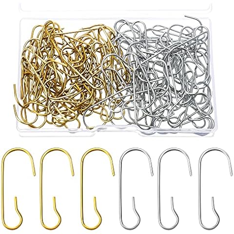 200 Pieces Christmas Ornament Hooks Bulk 1.6 Inch Metal Xmas Tree Ornament  Hangers C and S Shaped Ornament Hooks with Storage Box for Christmas Tree