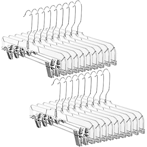 5 PACK 12Inch Pant Hangers Skirt Hangers with Clips Non-Slip Hangers for  Heavy Duty Ultra Thin Space Saving Hangers 