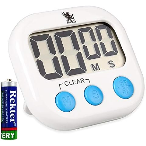 Vocoo Kitchen Timer for Cooking, Magnetic Digital Classroom Timer with Large LCD Display Clock Mode Count Up and Down for Kids Mother Teacher White (