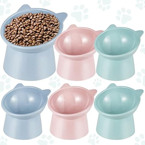 CEEFU 2 Extra Wide Raised Cat Food Bowl, Elevated Anti-Vomiting Cat Feeder  Whisker Stress-Free Dog Two Bowls Ceramic Cat Feeding Bowls White