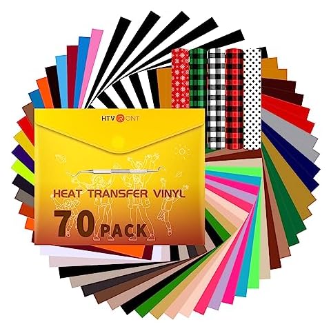  HTVRONT Heat Transfer Vinyl Bundle - 66 Pack 12x10in Iron on  Vinyl for t Shirts, 40 Assorted Colors HTV Vinyl with Teflon Sheet,  Standard Sticky Cutting Mat, Weeding Hook