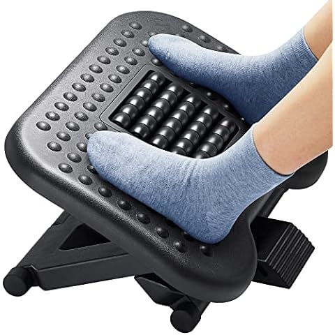 Cushion Lab Ergonomic Foot Rest for Under Desk Patented Massage Ridge Design Memory Foam Foot Stool Pillow for Work, Home, Gaming, Computer, Office